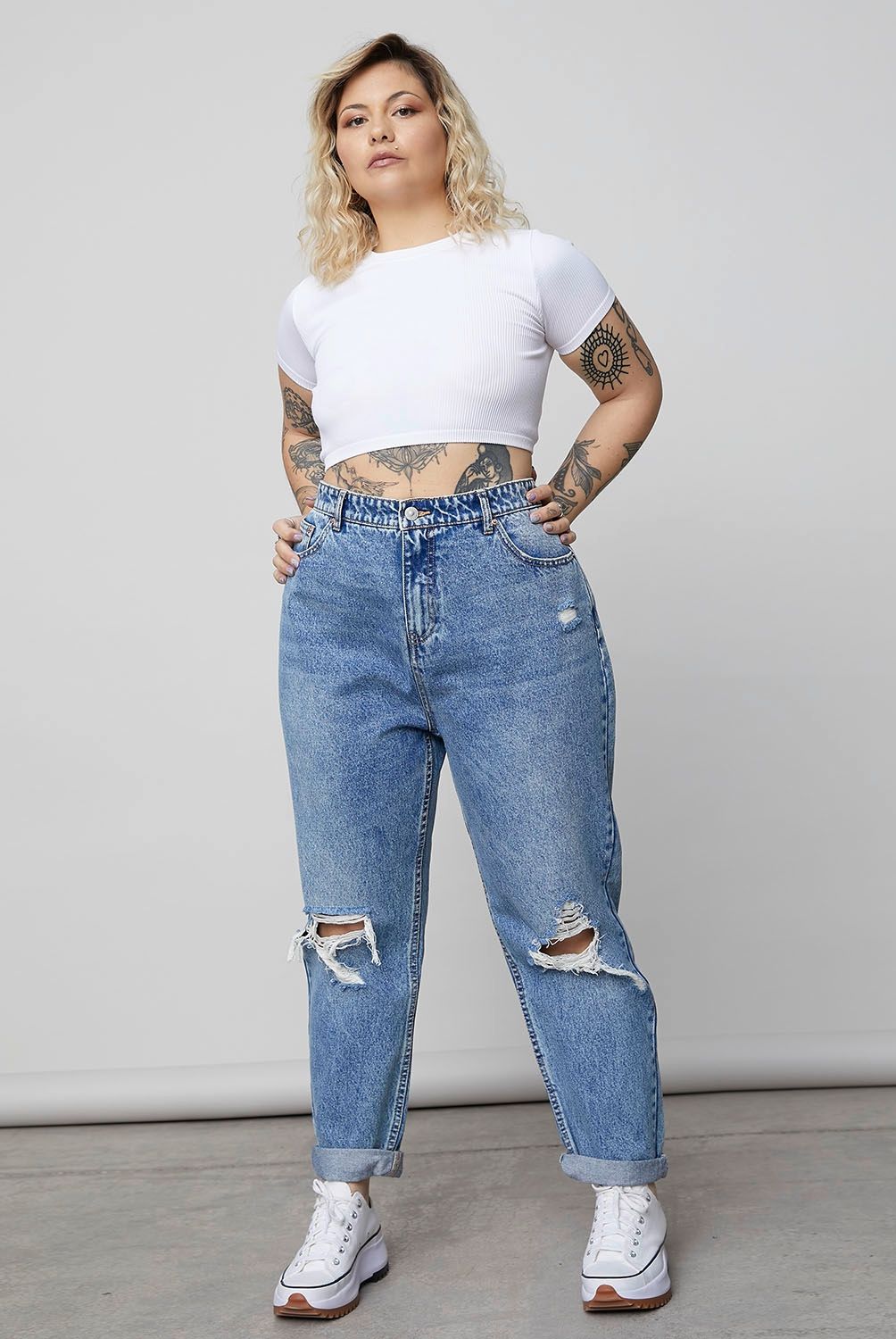 AMERICANINO - Americanino Jeans Mom Tiro Alto Algodón Mujer