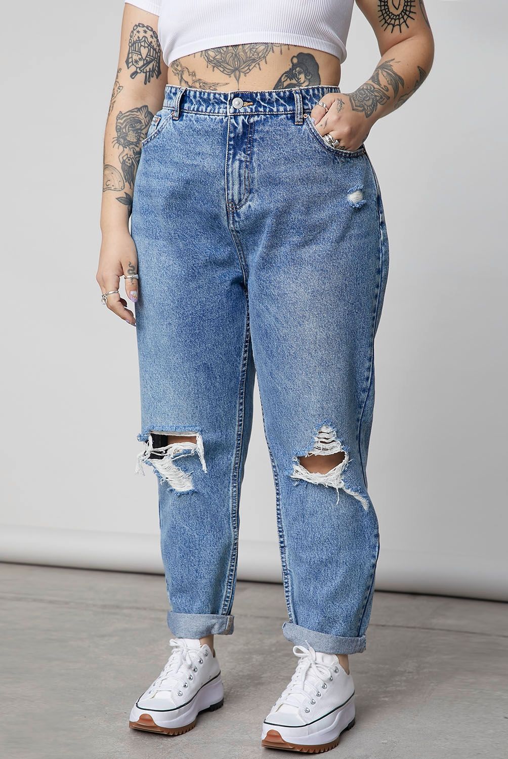 AMERICANINO - Americanino Jeans Mom Tiro Alto Algodón Mujer
