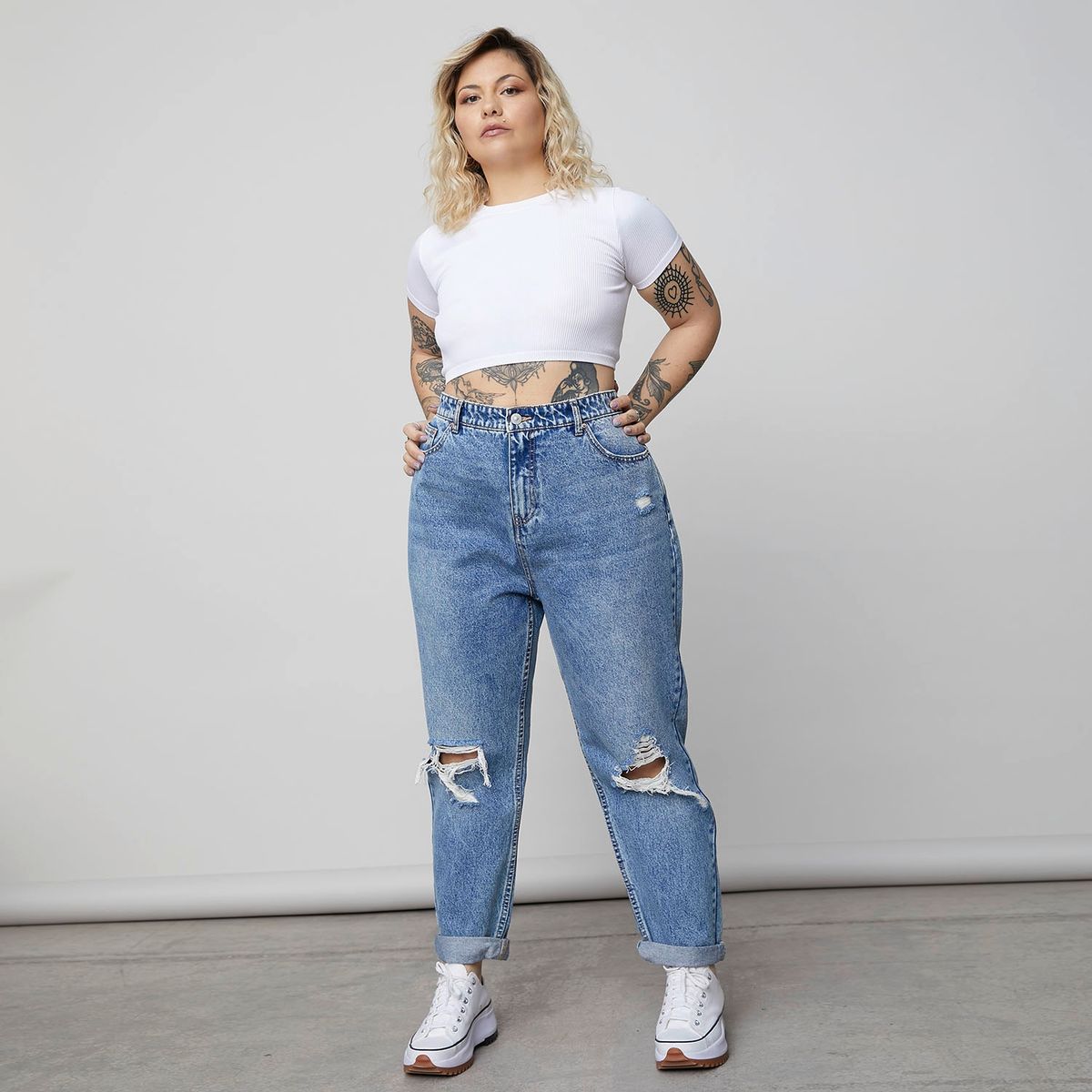 AMERICANINO - Americanino Jeans Mom Tiro Alto Algodón Mujer