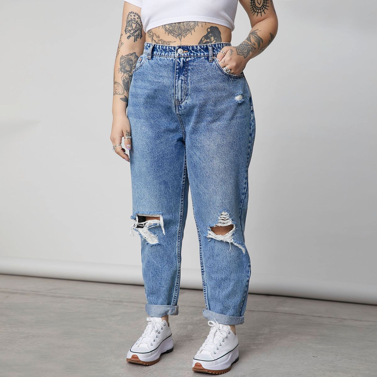 AMERICANINO - Americanino Jeans Mom Tiro Alto Algodón Mujer