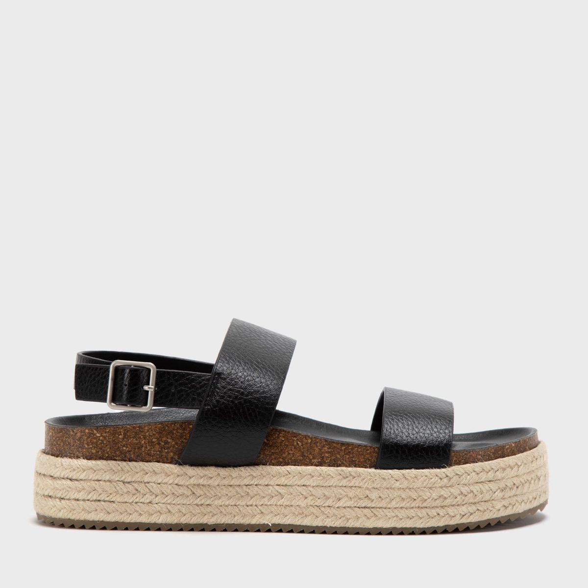 SYBILLA - Sandalia de Plataforma para Mujer Sybilla Negras con Yute Natural