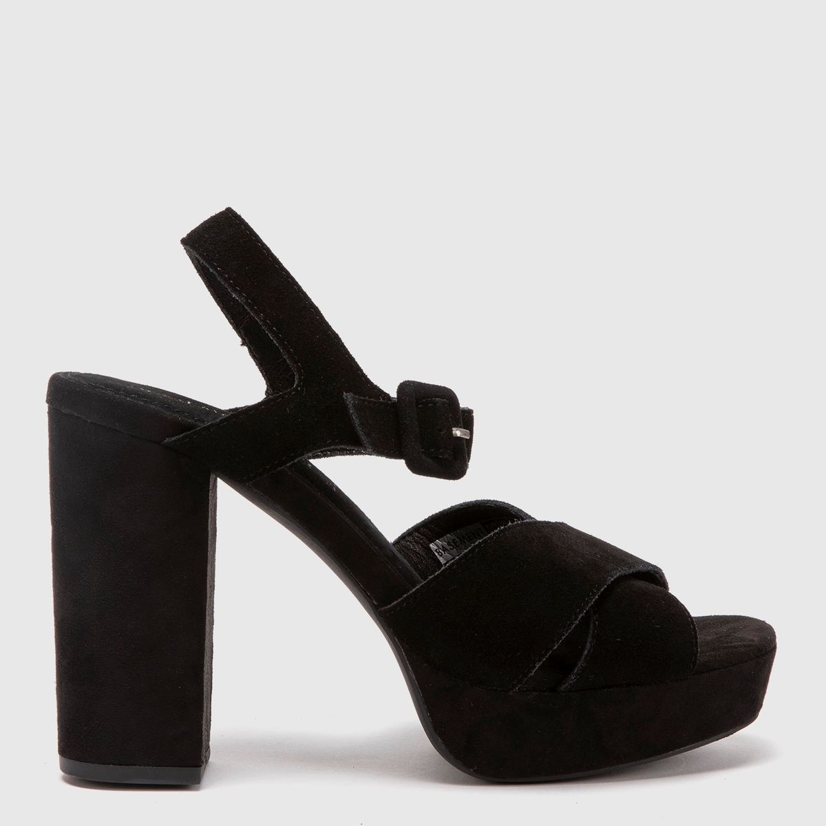 BASEMENT - Sandalia Mujer Cuero Negro Basement