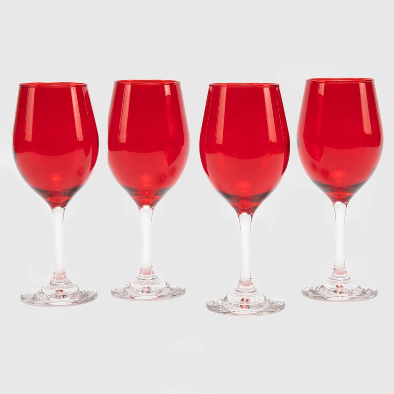 MICA - Set 4 Copas De Vino Vidrio Rojo 315ML Mica