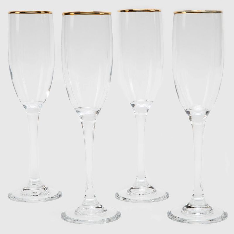 ROBERTA ALLEN - Set 4 Copas De Champaña Vidrio Borde Dorado 190ML Roberta Allen