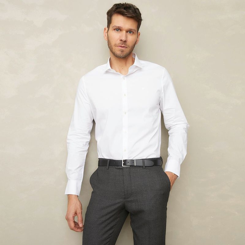 WOLF&HANK - Camisa Manga Larga De Vestir Lisa Algodón Slim Hombre Wolf&Hank