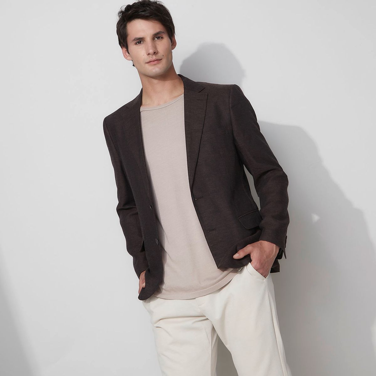 BASEMENT - Chaqueta De Vestir Formal Slim Fit Lino Hombre Basement