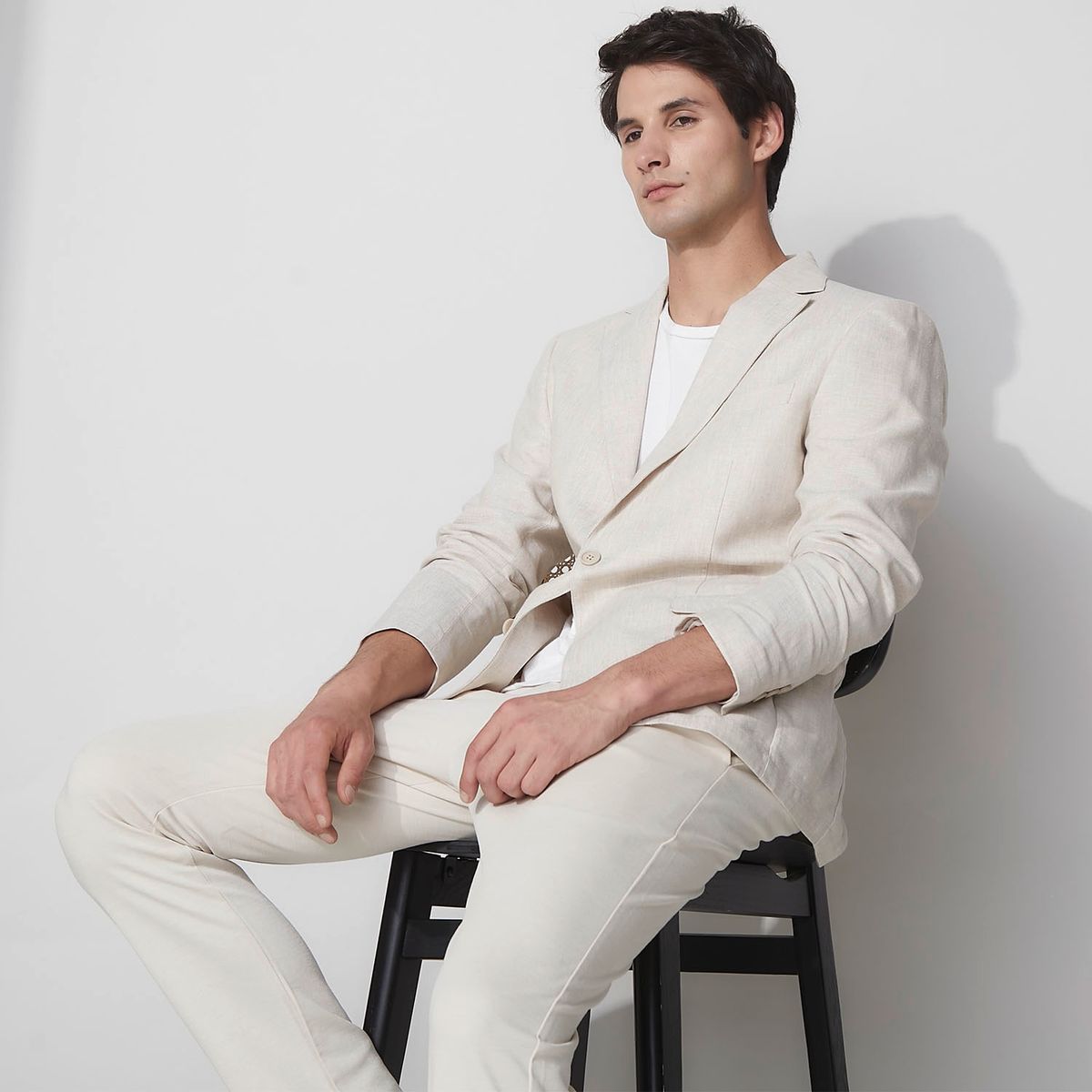 BASEMENT - Chaqueta De Vestir Formal Slim Fit Lino Hombre Basement