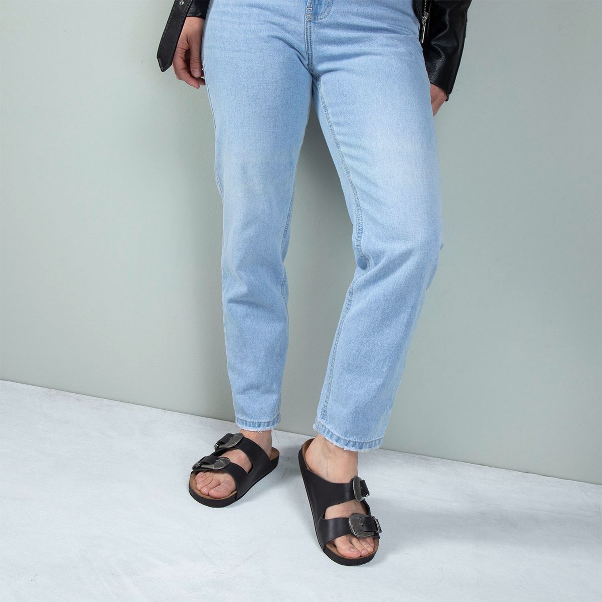 AMERICANINO - Sandalia Mujer Cuero Negro Americanino