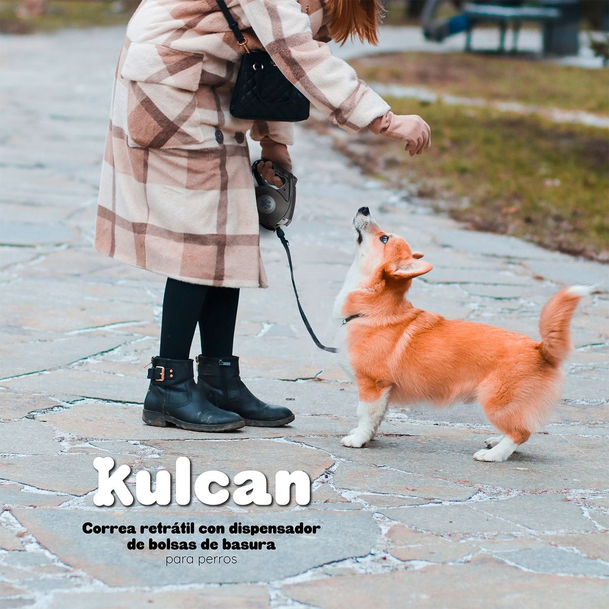 KULCAN - Correa Para Perro Retráctil Con Linterna 5 Metros Kulcan