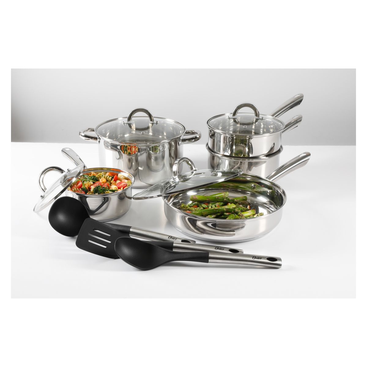 OSTER - Batería De Cocina De Acero 12 Piezas Oster