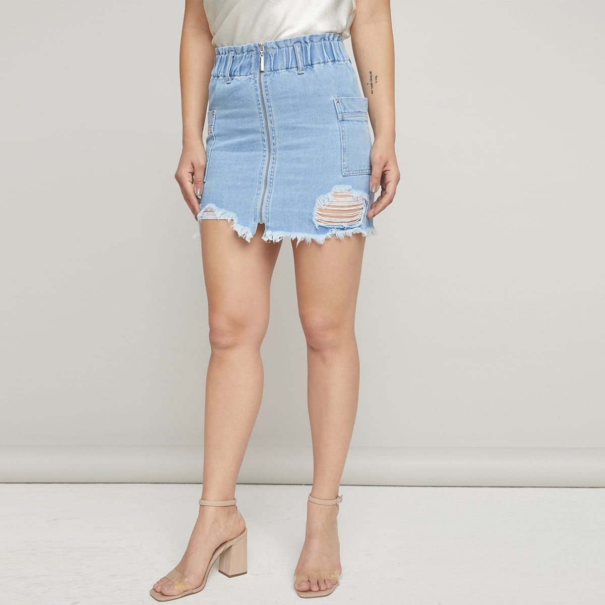 MOSSIMO - Falda Jeans Corta Cargo Mujer Mossimo