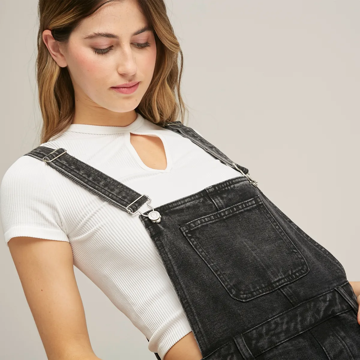 SYBILLA - Jardinera Short Denim Mujer Sybilla