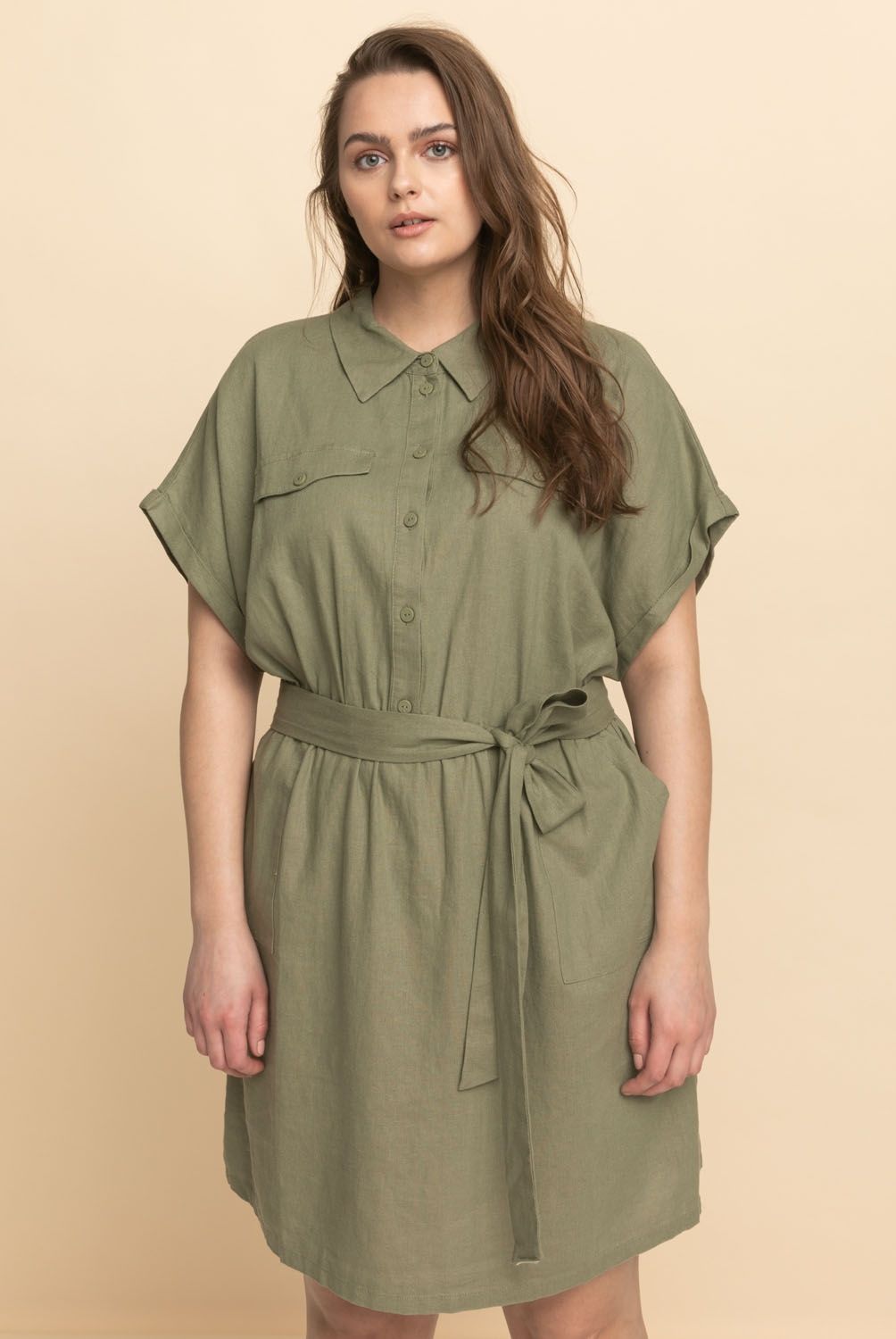 ELLE - Vestido Corto Lino Mujer Elle