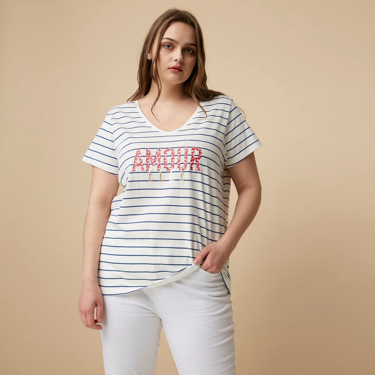 ELLE - Elle Polera Manga Corta Algodón Mujer