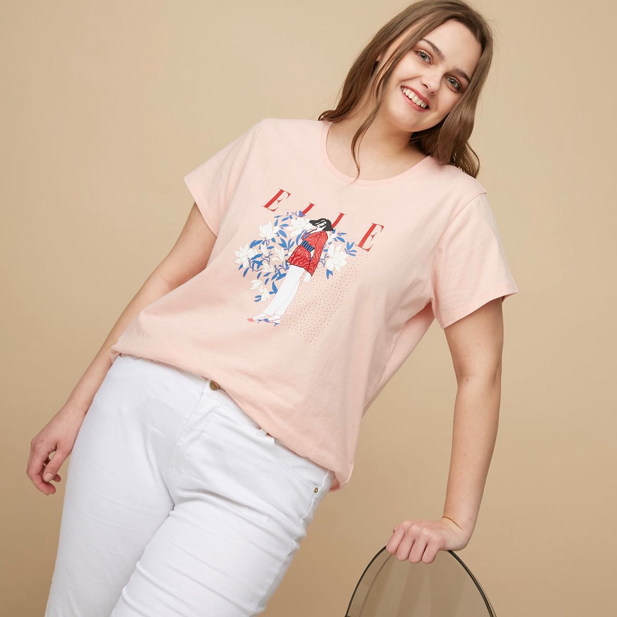 ELLE - Elle Polera Manga Corta Algodón Mujer