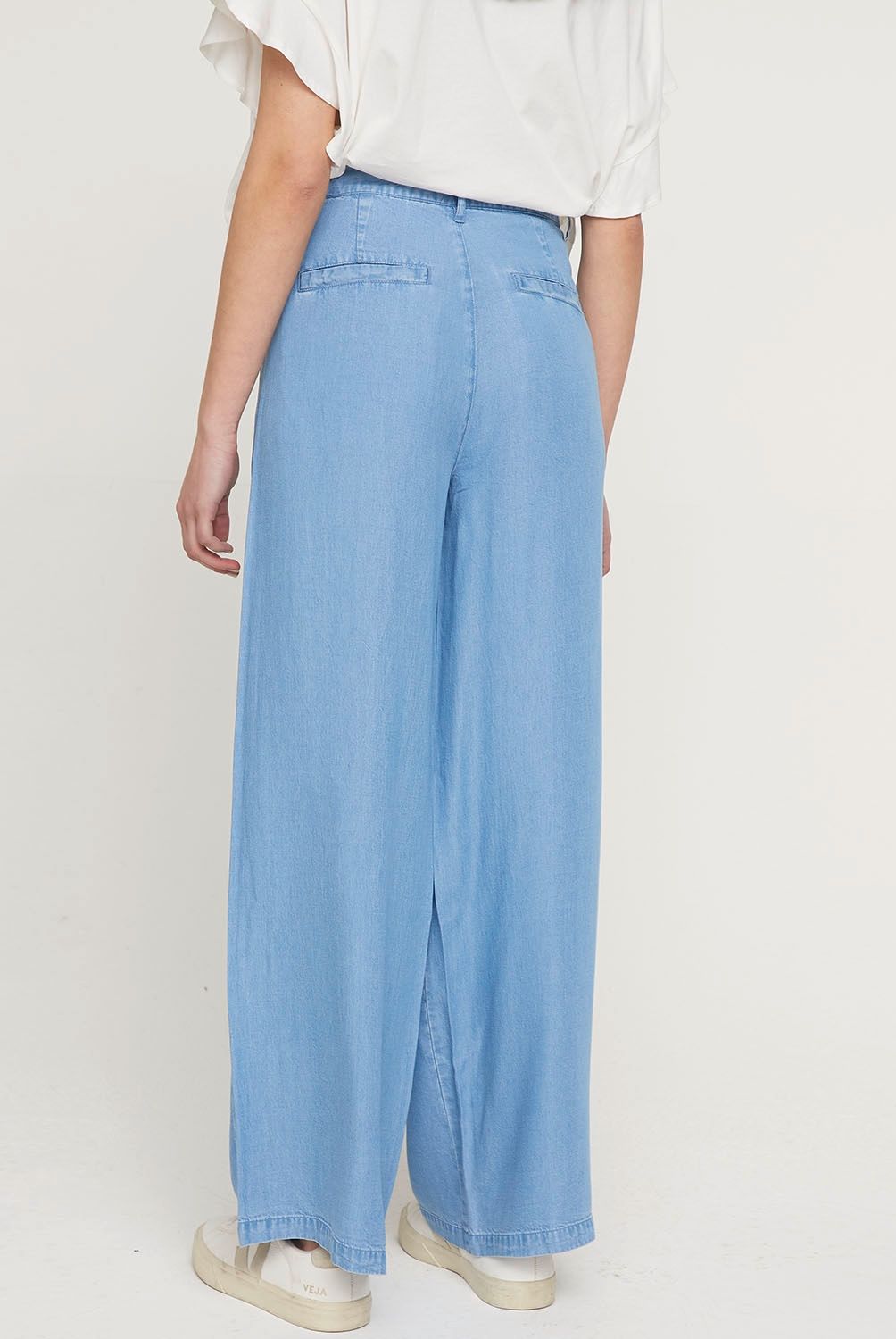 BASEMENT - Basement Pantalón Wide Leg Tiro Alto Tencel Mujer