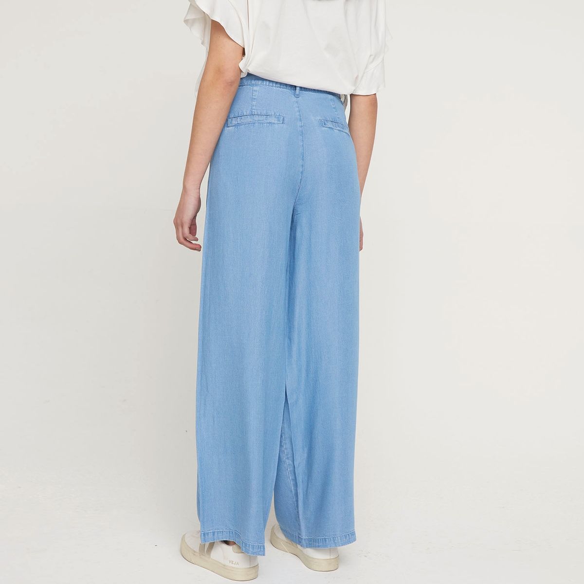 BASEMENT - Basement Pantalón Wide Leg Tiro Alto Tencel Mujer