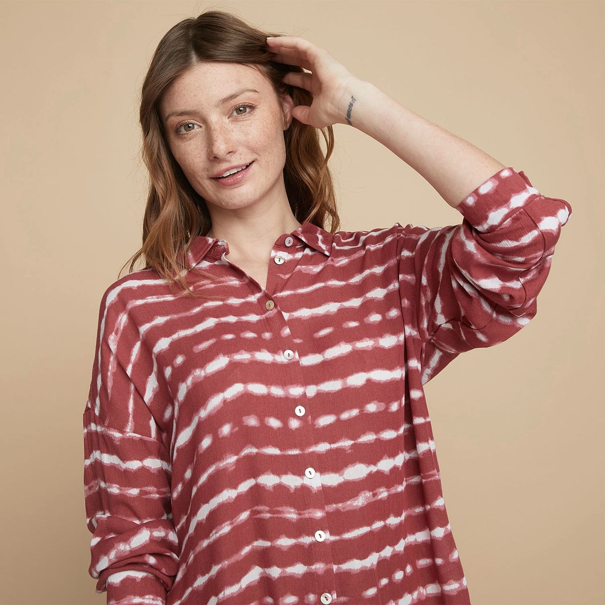 UNIVERSITY CLUB - University Club Blusa Manga Larga Viscosa Mujer