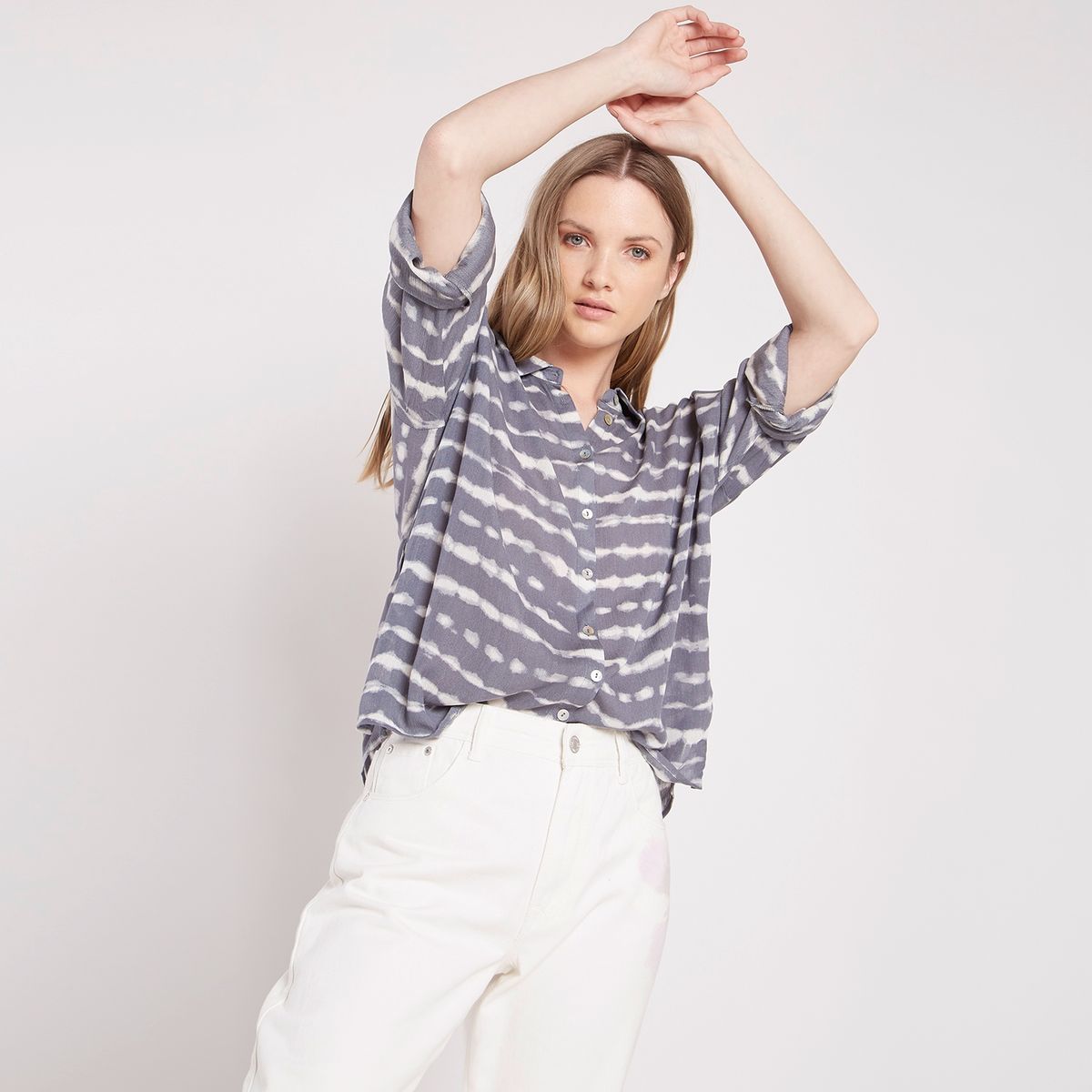 UNIVERSITY CLUB - University Club Blusa Manga Larga Viscosa Mujer