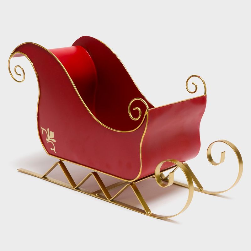 MICA - Adorno Navideño Metal Trineo 46 Cm Rojo Mica