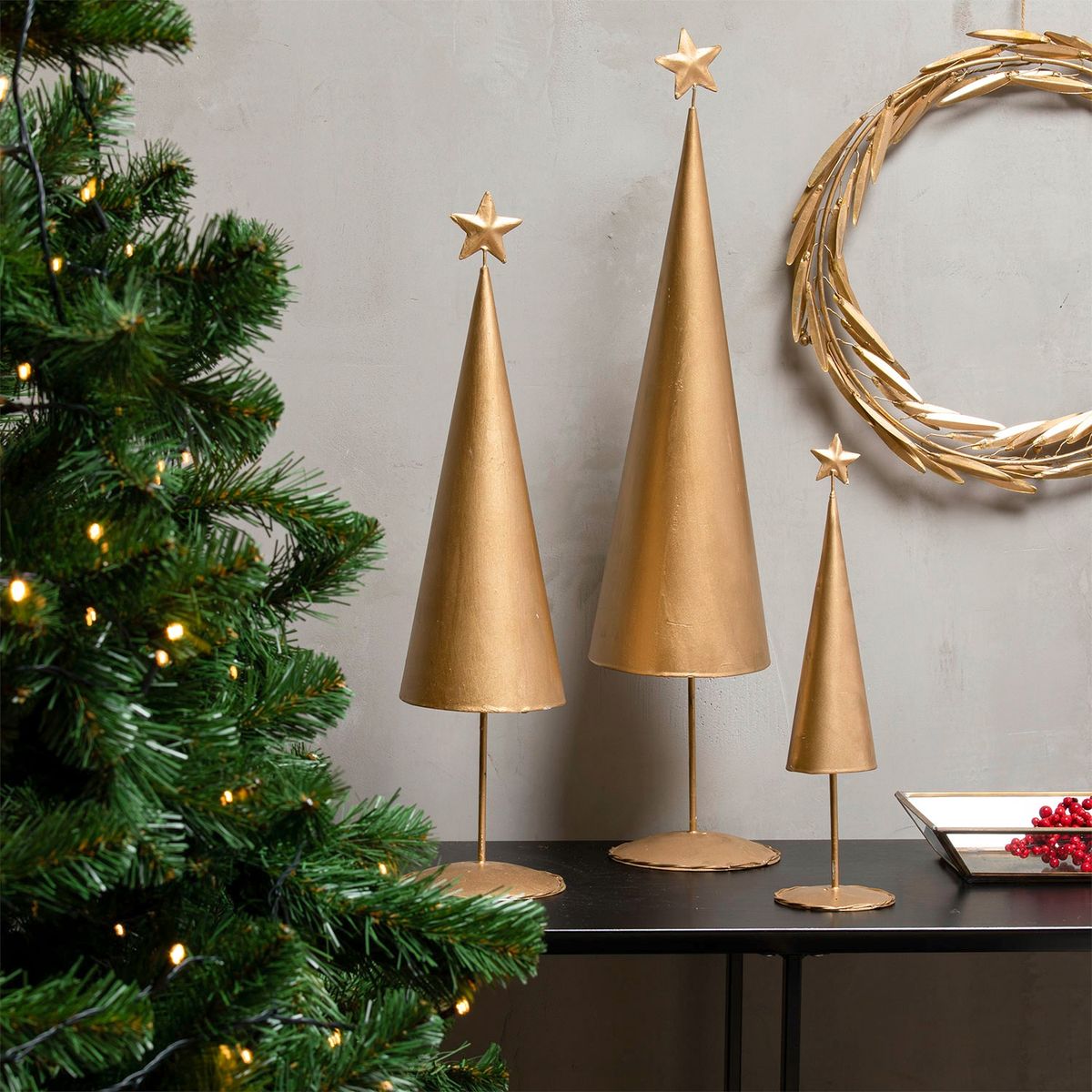 MICA - FIGURA ÁRBOL 57X14 CM METAL DORADO MICA