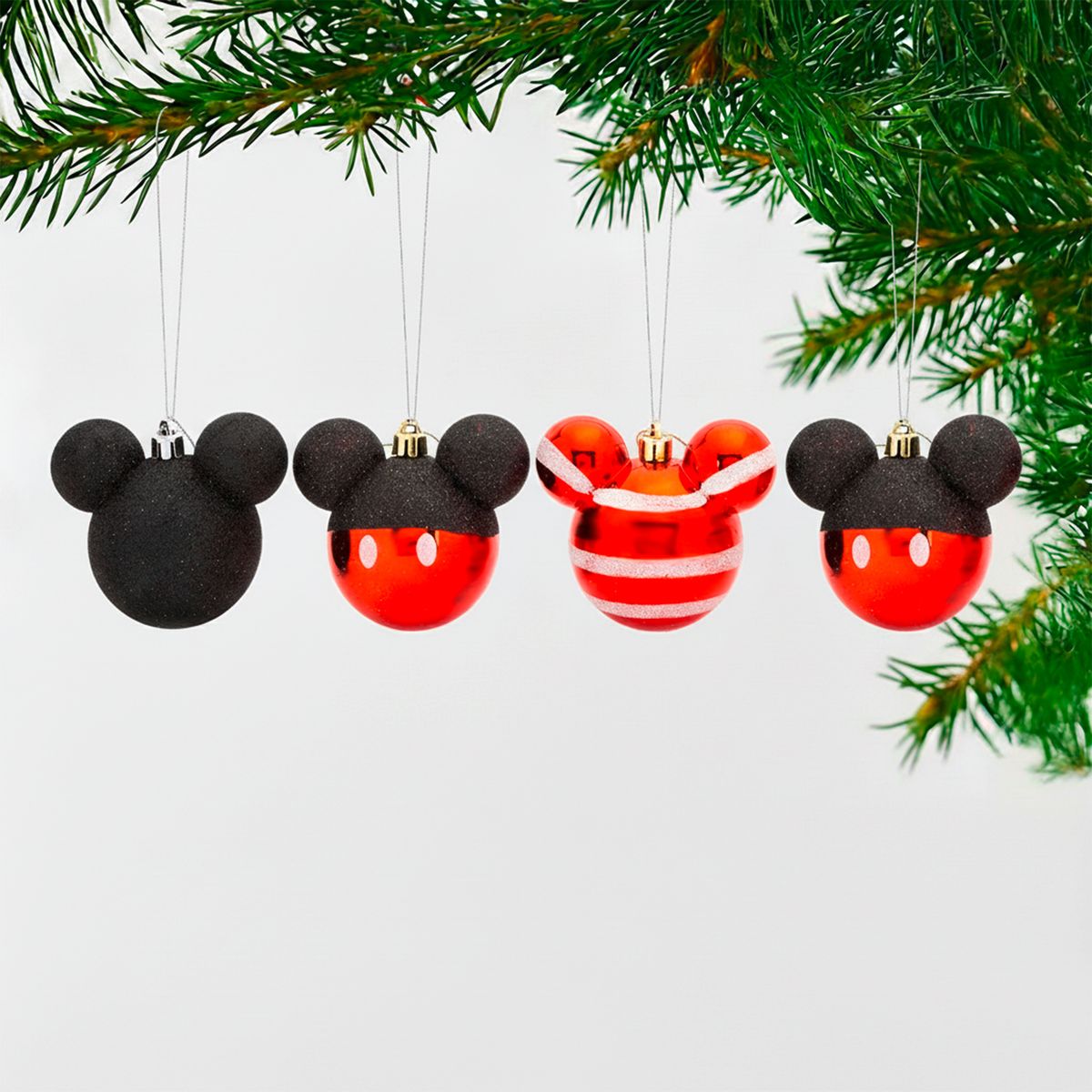DISNEY - Set 4 Esferas Bolas Colgantes Árbol Navidad Mickey 9 Cm Disney