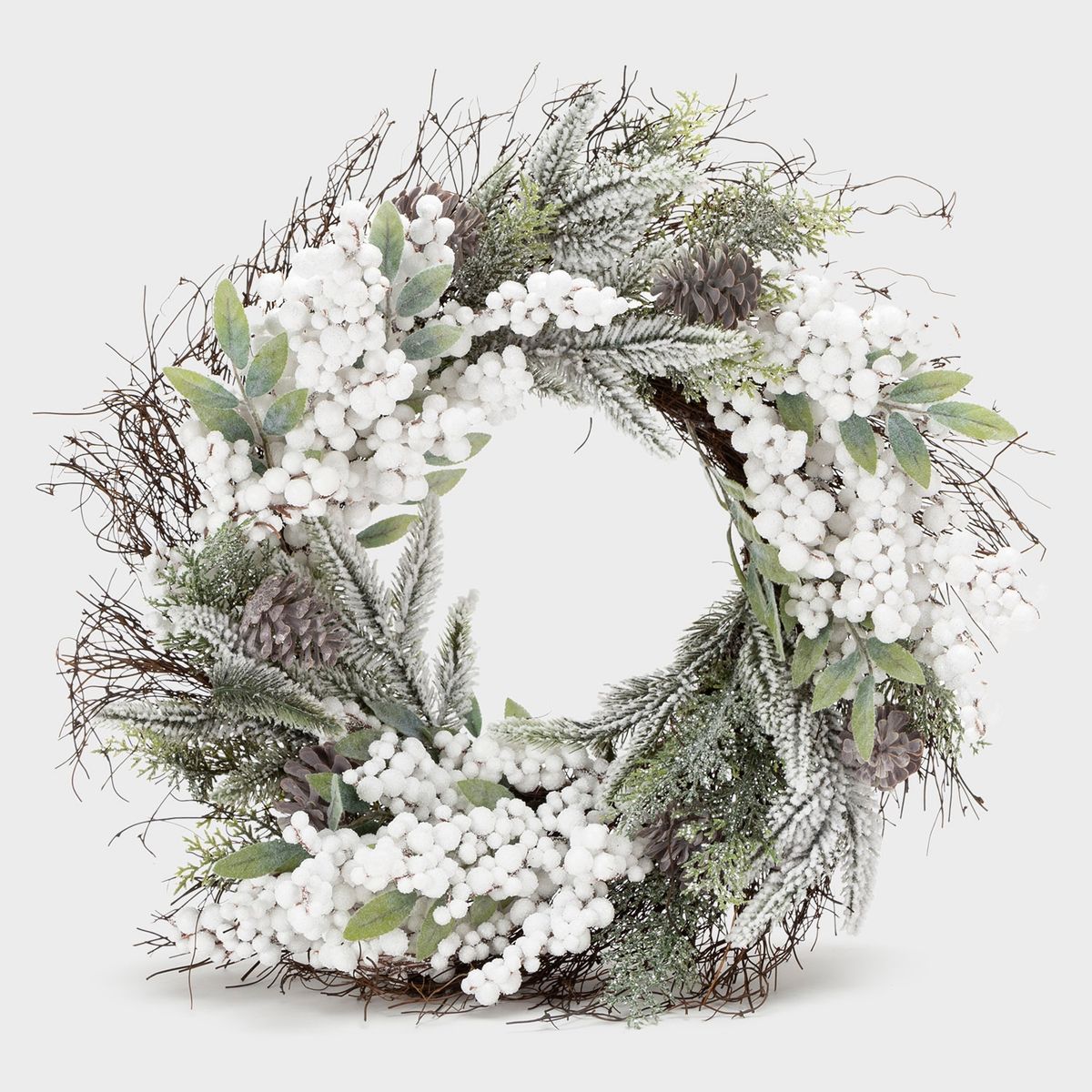 MICA - Adorno Corona Navidad Con Blanco 60 Cm Mica