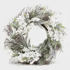 MICA - Adorno Navideño Corona Blanco 60 Cm
