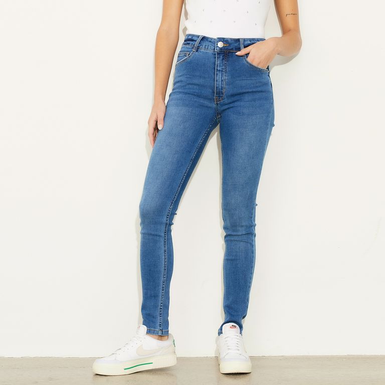 Jeans Skinny Tiro Medio Mujer