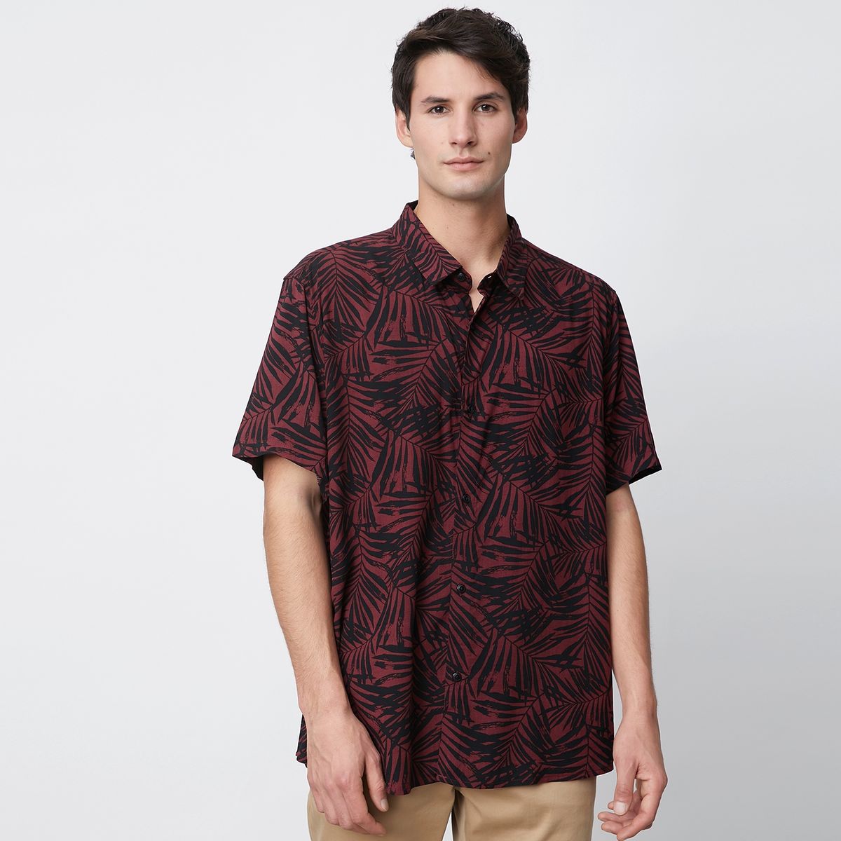 BASEMENT - Camisa Guayabera Manga Corta Algodón Hombre Basement