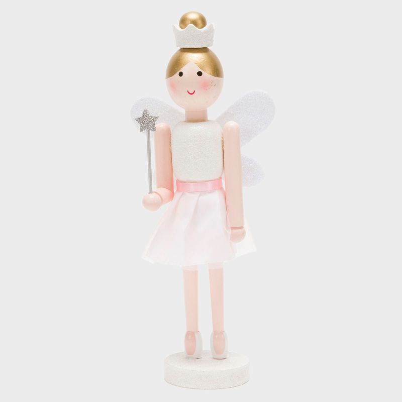 MICA - Adorno Navideño Figura Hada 30 Cm Madera Rosado Mica
