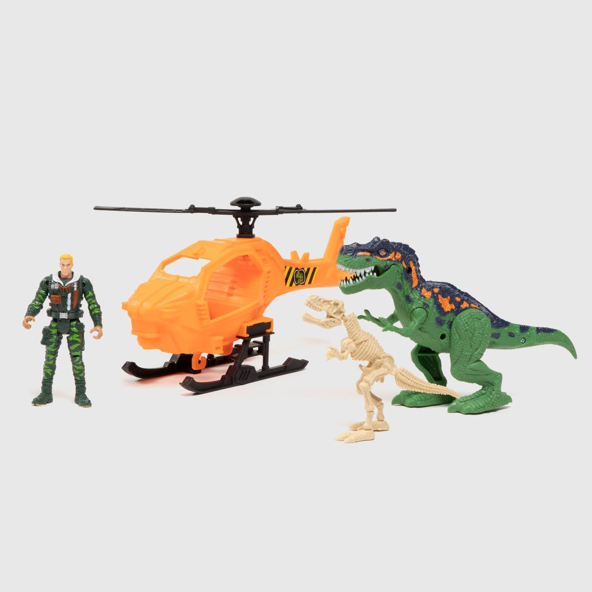 DINO VALLEY - Set Dinosaurio Con Helicoptero Dino Valley