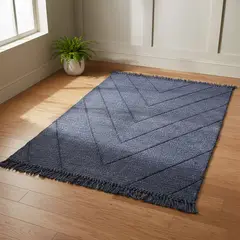 BASEMENT HOME - Alfombra Lana Texturada Grande Azul 200X290 Cm