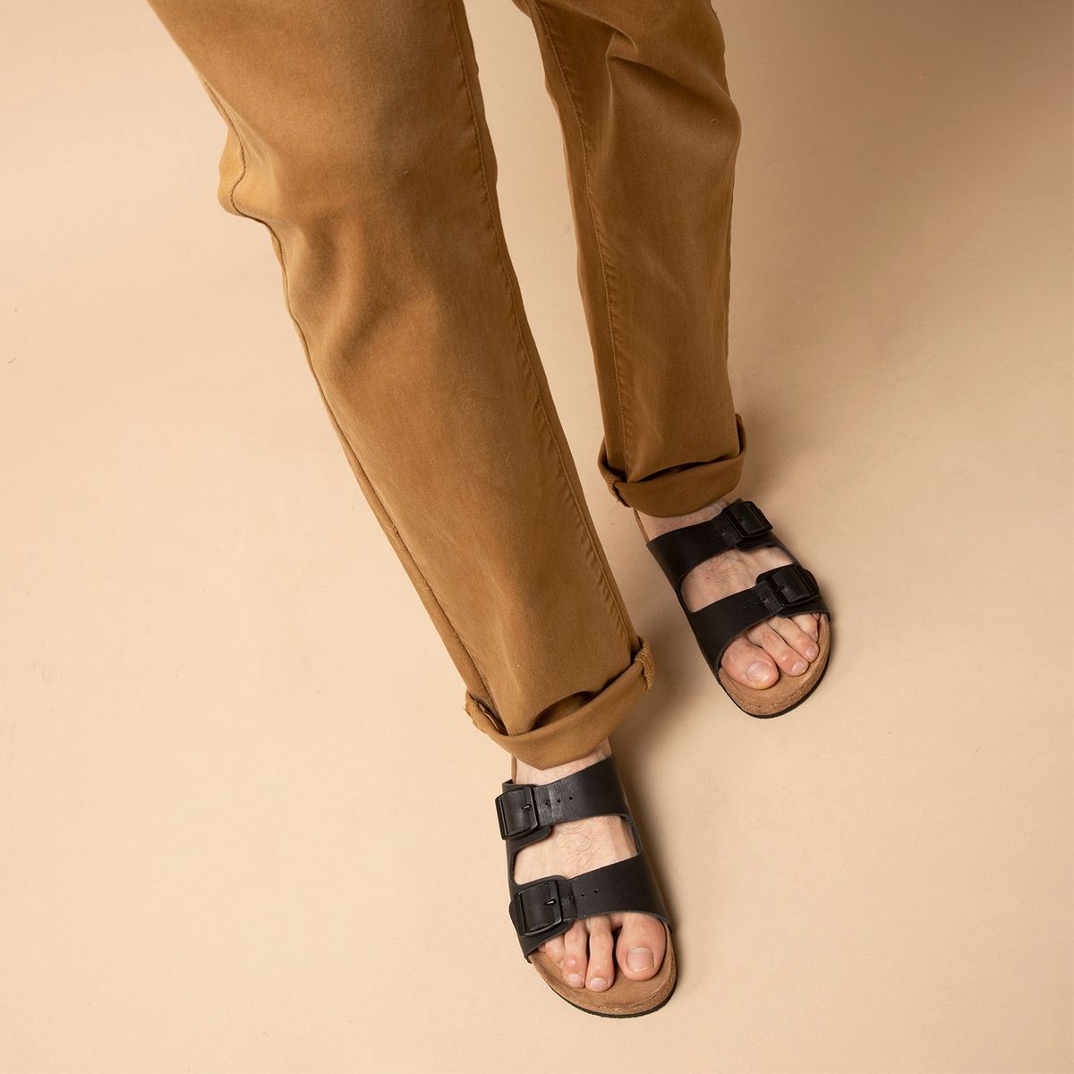 AMERICANINO - Sandalia Hombre Cuero Negro Americanino