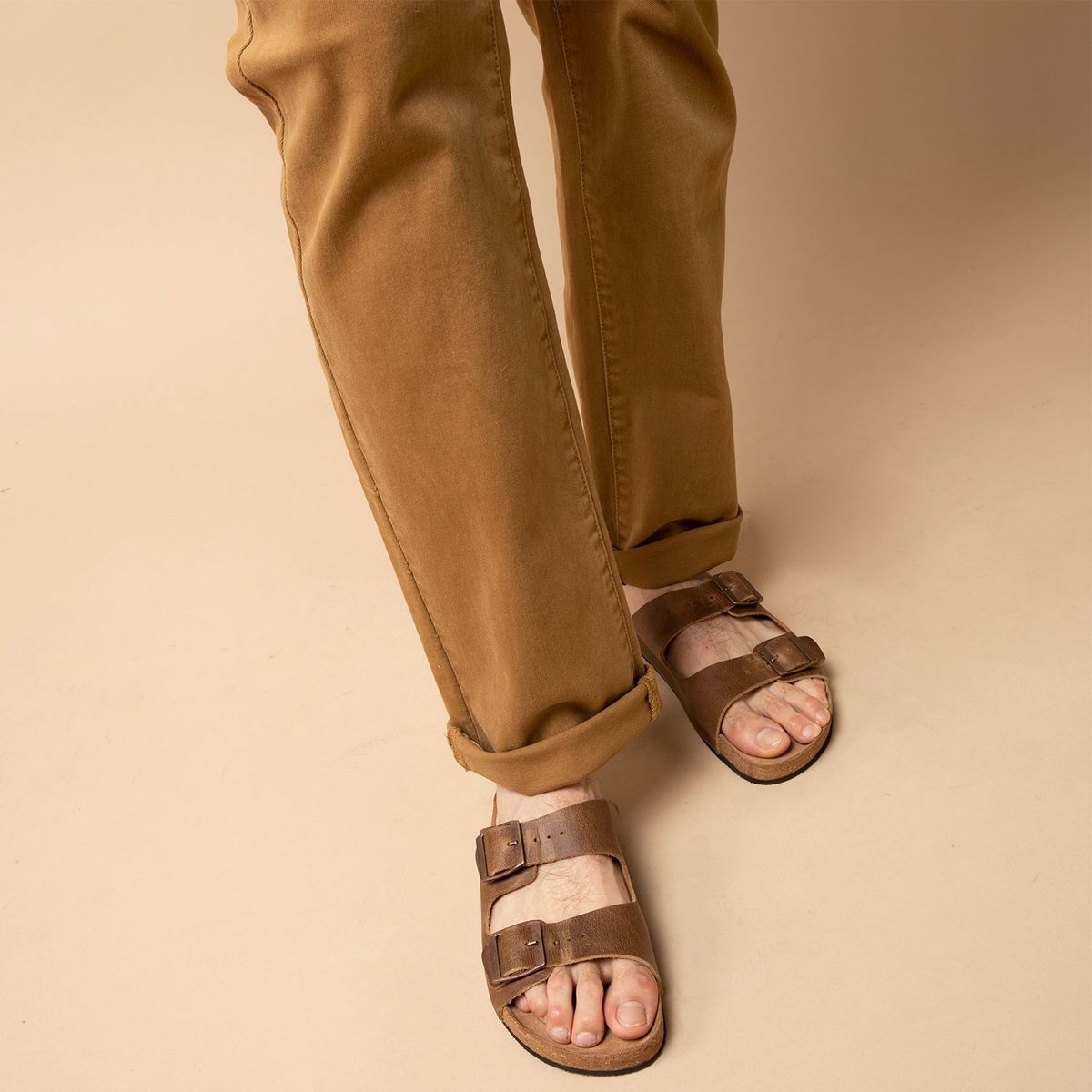 AMERICANINO - Sandalia Hombre Cuero Café Americanino