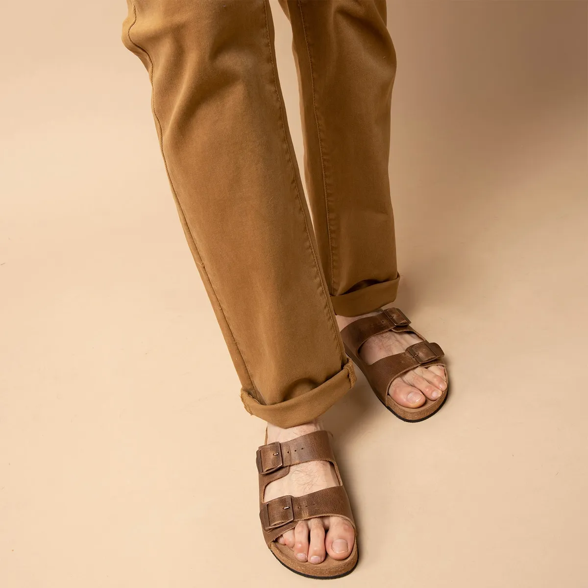 AMERICANINO - Sandalia Hombre Cuero Café Americanino