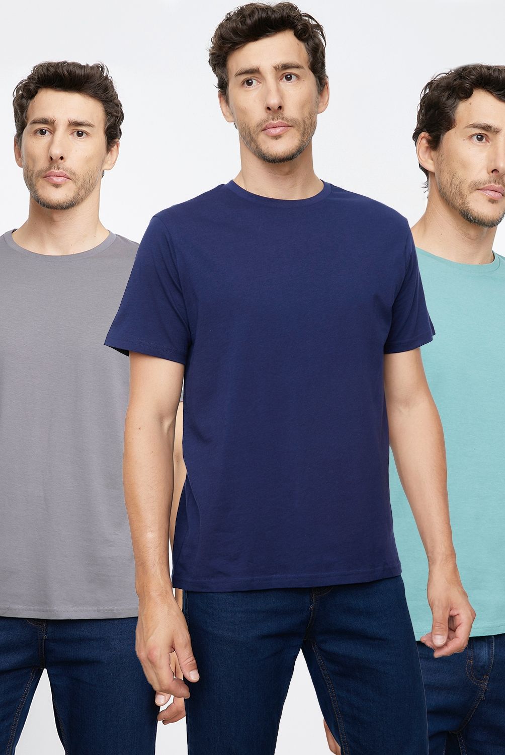 NEWPORT - Newport Pack de 3 Poleras Lisas Cuello Redondo 100% Algodón Hombre