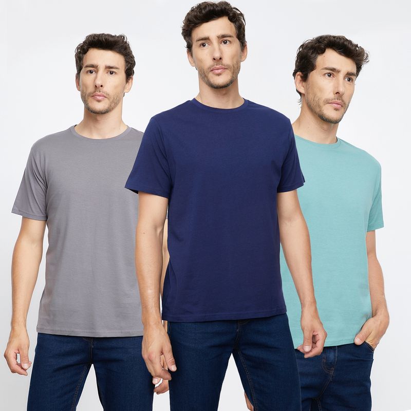 NEWPORT - Newport Pack de 3 Poleras Lisas Cuello Redondo 100% Algodón Hombre