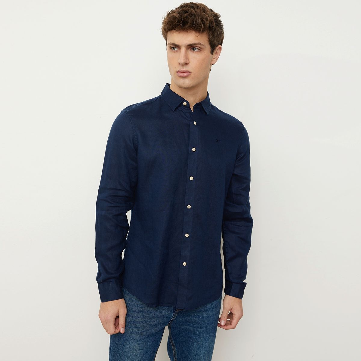 WOLF&HANK - Wolf & Hank Camisa Manga Larga 100% Lino Slim Fit Hombre