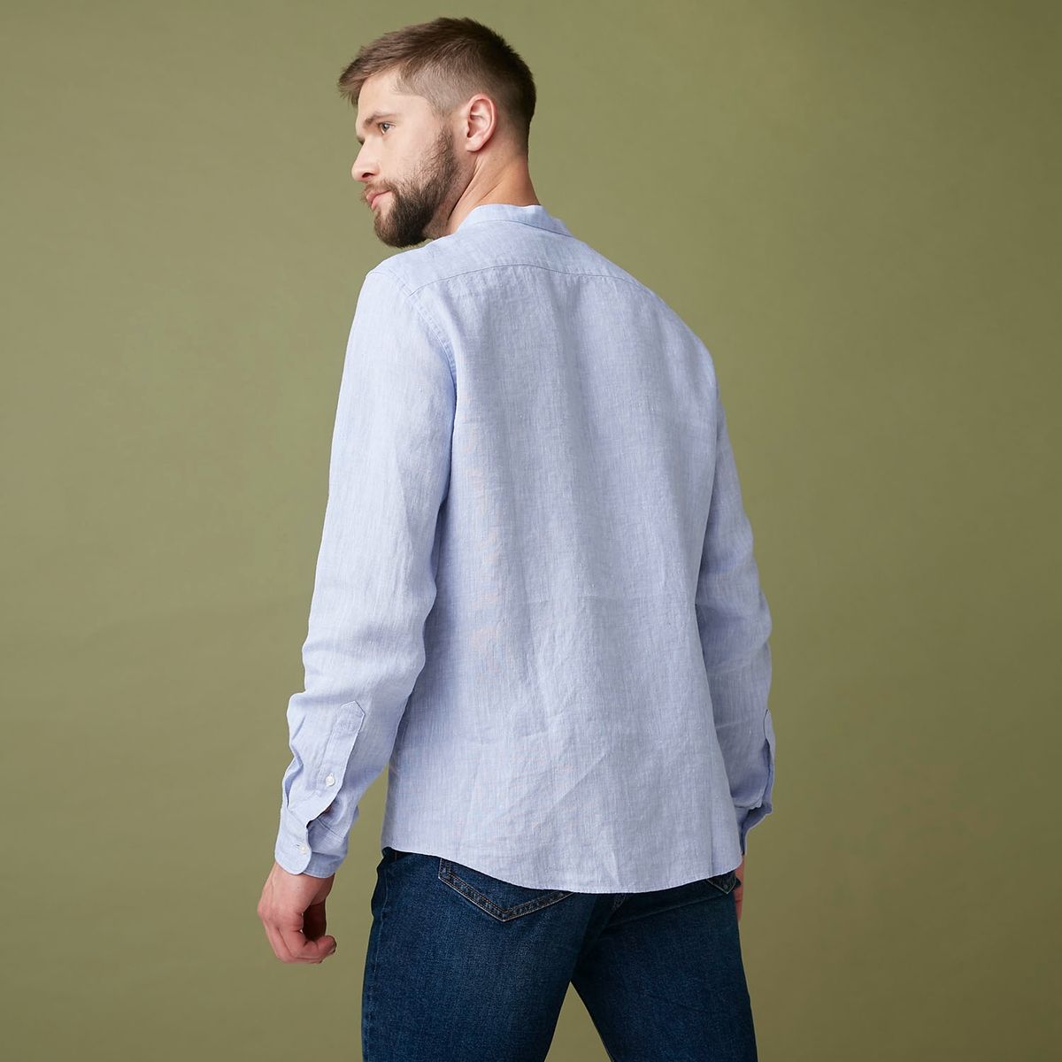 WOLF&HANK - Wolf & Hank Camisa Manga Larga 100% Lino Europeo Slim Fit Hombre