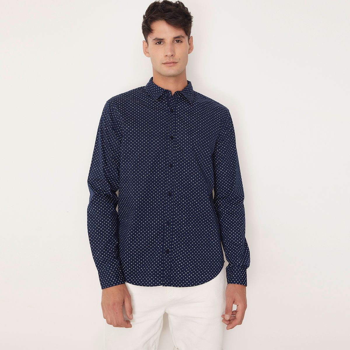 BASEMENT - Camisa Print Slim Fit Hombre Basement