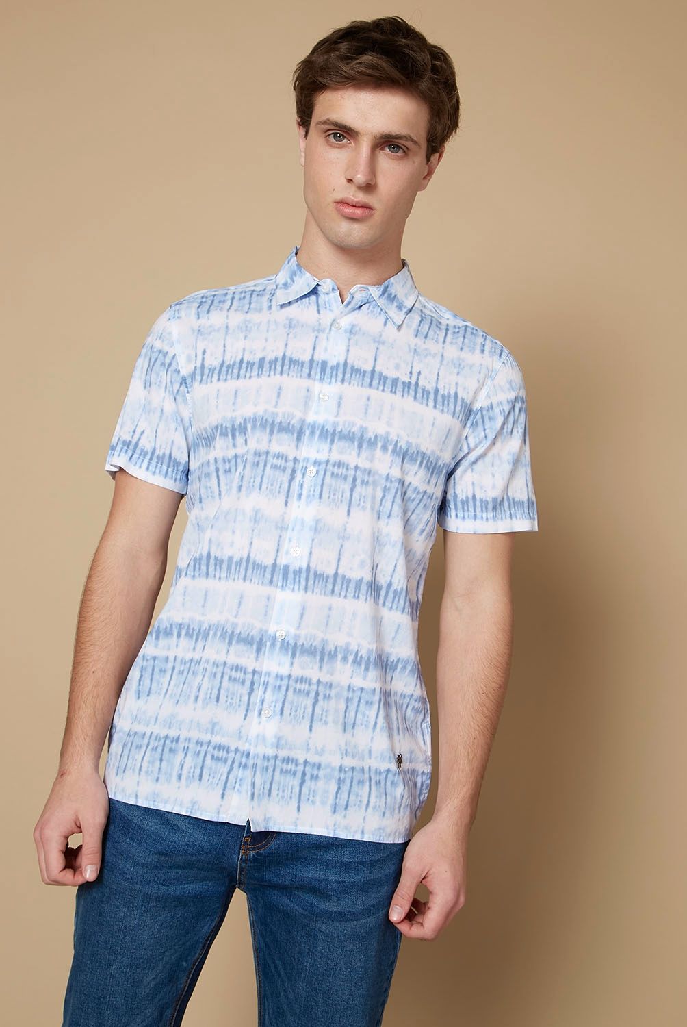 BASEMENT - Camisa Guayabera Manga Corta Viscosa Hombre Basement