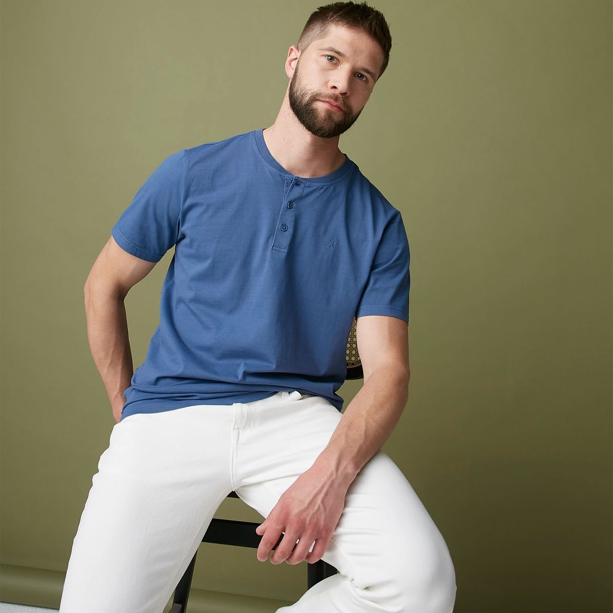 WOLF&HANK - Wolf & Hank Polera 100% Algodón Premium Teñida en Prenda Hombre