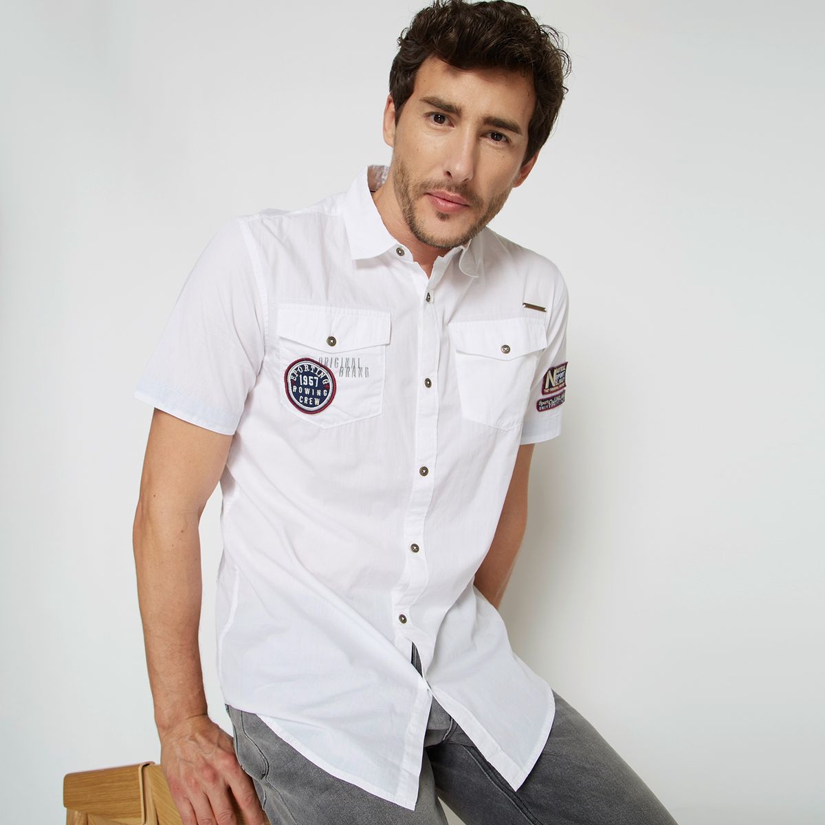UNI T - University Club Camisa Casual Manga Larga Algodón Hombre