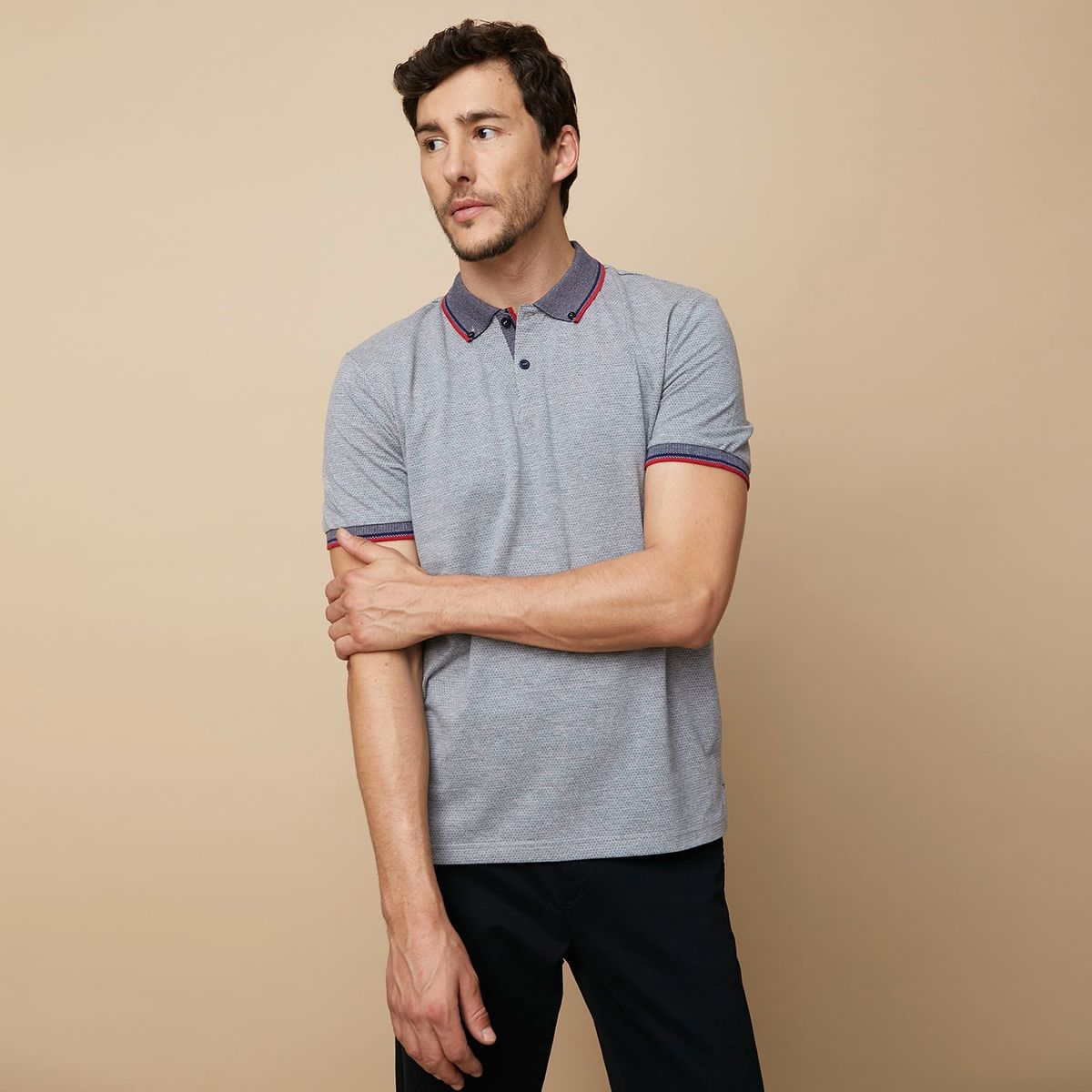 NEWPORT - Polera Manga Corta Cuello Piqué Hombre Newport