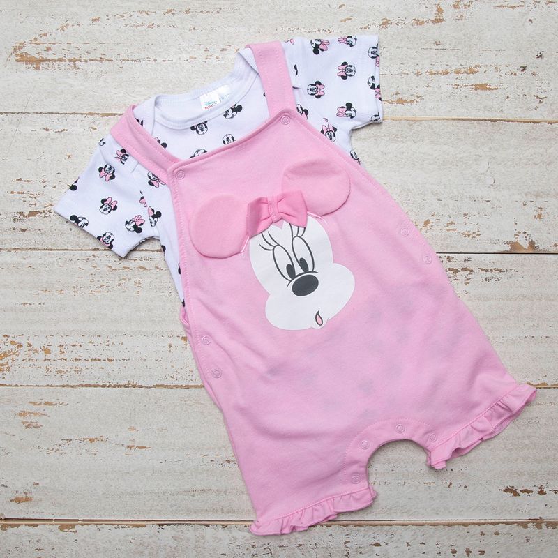 MINNIE - Conjunto Polera + Jardinera Minnie Bebé Niña Algodón 2 Piezas