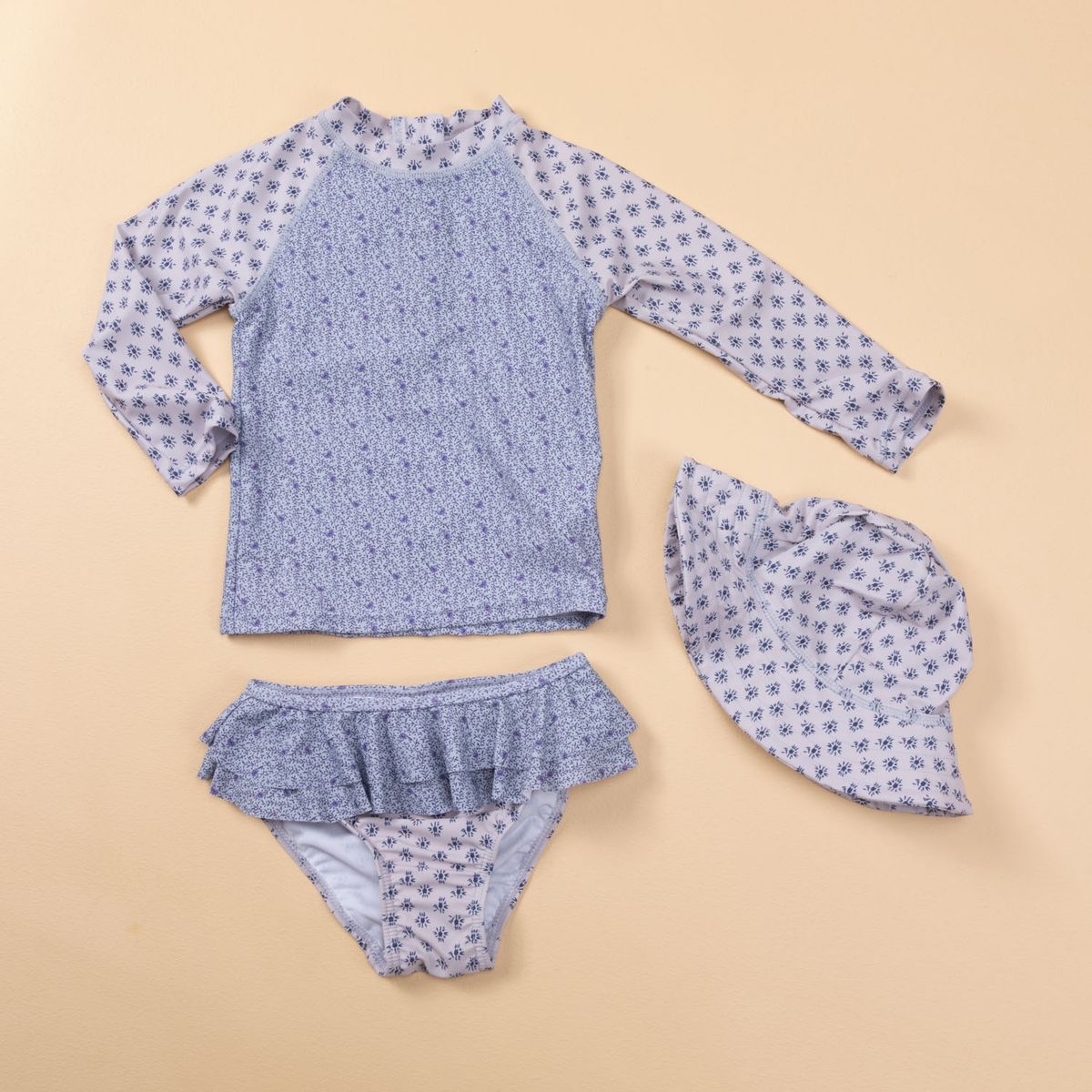 YAMP - Traje De Baño 3 Piezas Gorro Más Polera Más Calzon Protección Uv Bebé Niña Yamp