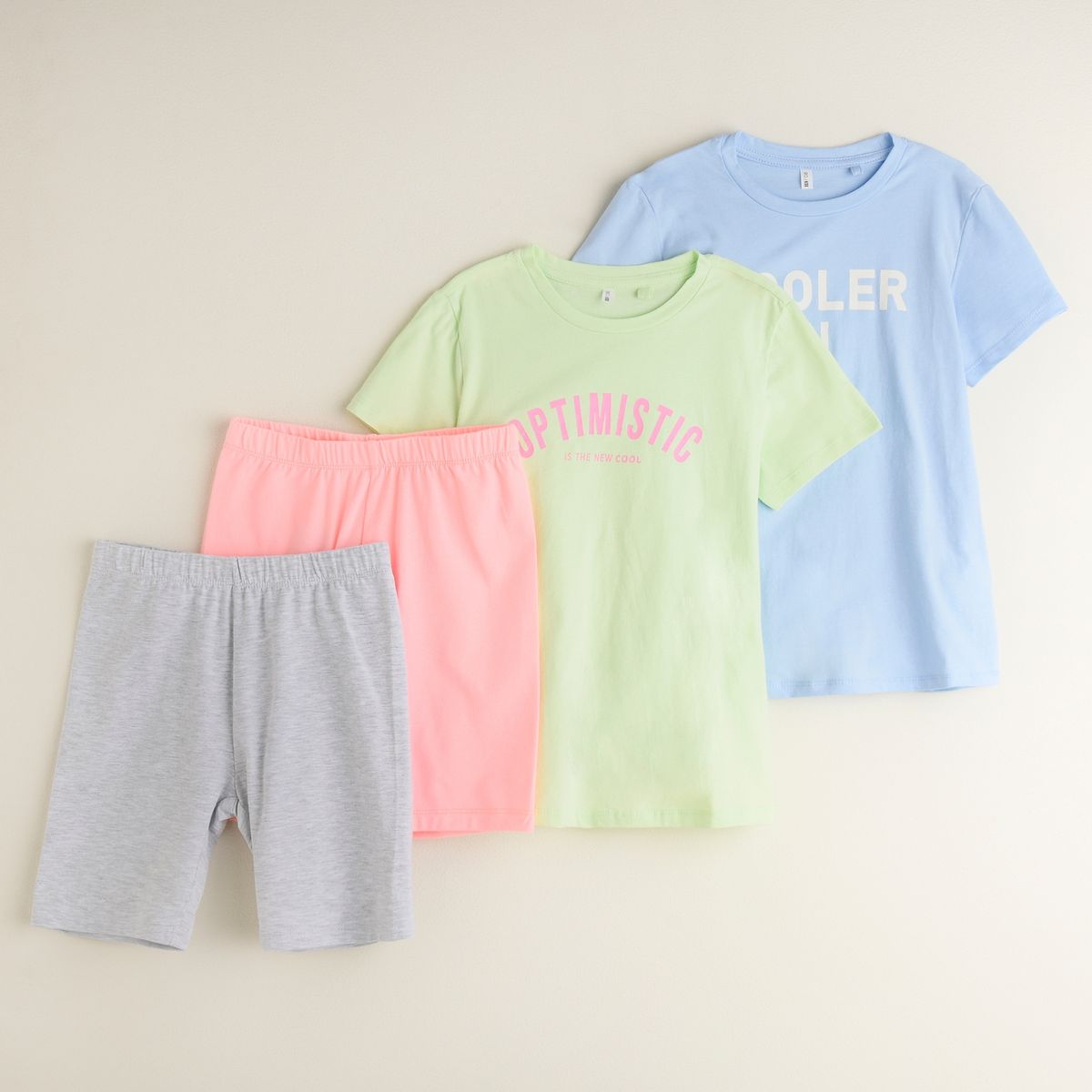 ELEVEN - Conjunto 2 Poleras + 2 Calzas Cortas Niña Algodón 4 Piezas Eleven