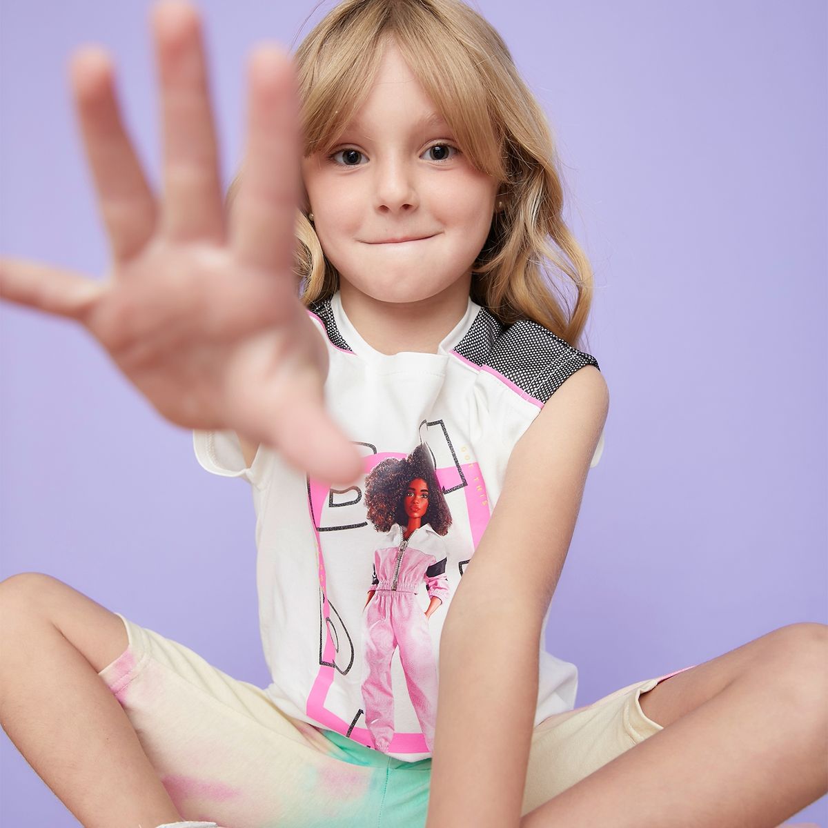 BARBIE - Barbie Polera Niña Manga Corta Algodón