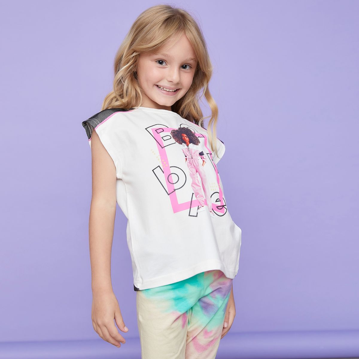 BARBIE - Barbie Polera Niña Manga Corta Algodón